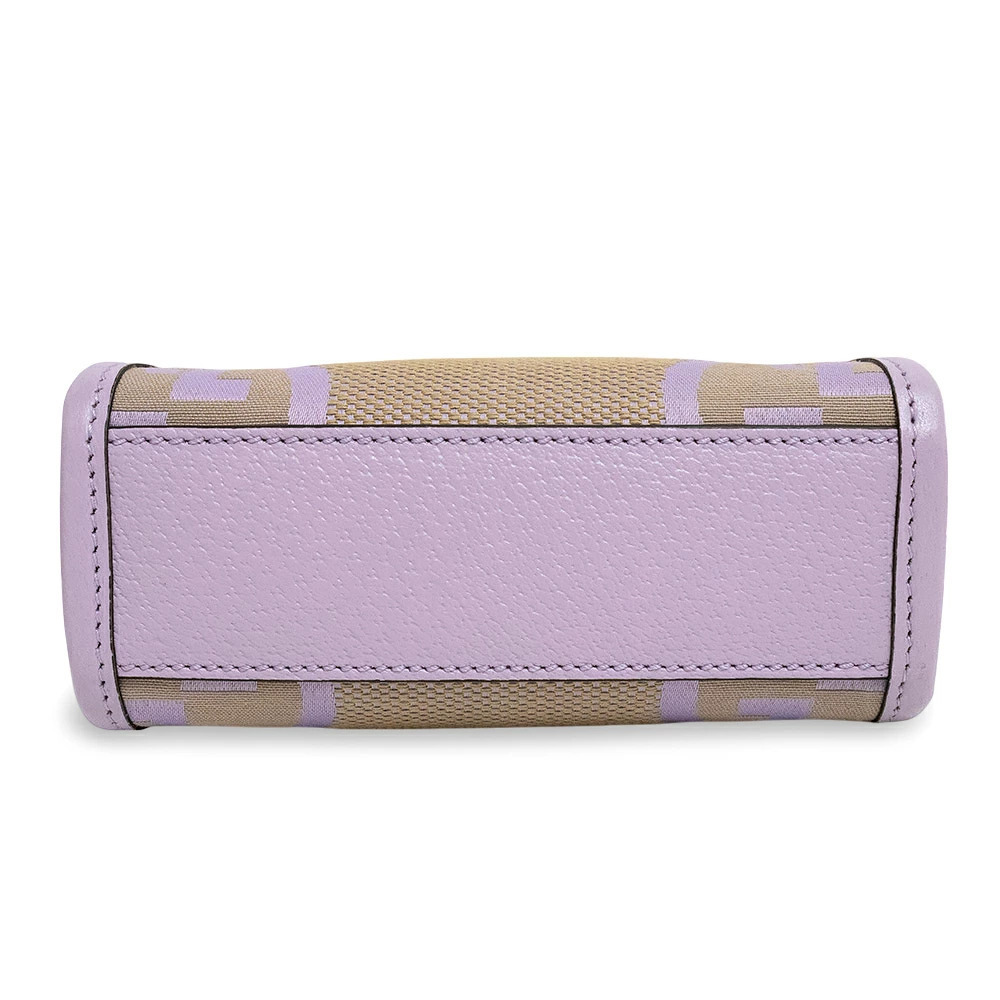 Gucci Tote Shoulder Handbag Crossbody Jumbo GG Canvas Leather Purple Beige - Picture 7 of 10